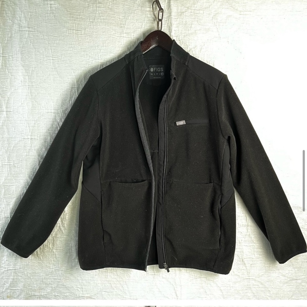 Figs On Shift Fleece women’s XL black work jacket coat for healthcare workers - Picture 6 of 16